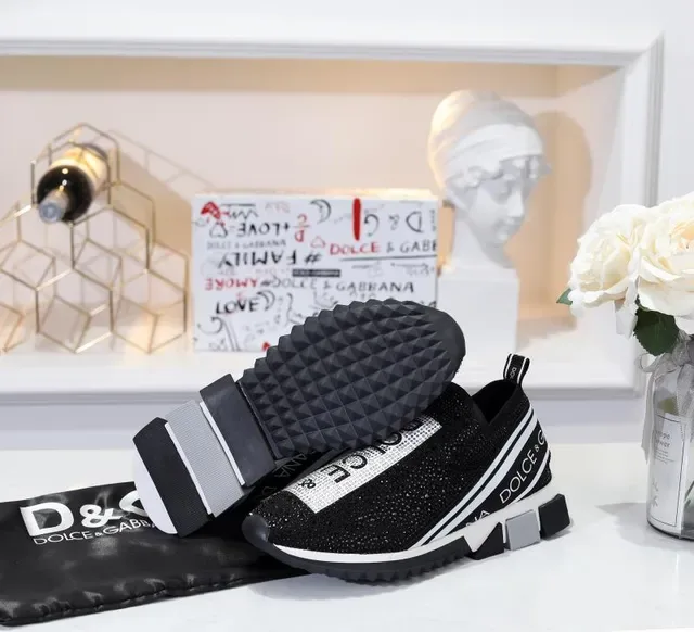 Dolce & Gabbana Speed Trainer 黑色水晶镶嵌无带生活方式运动鞋 5