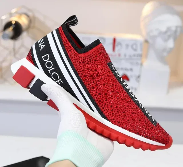 Dolce & Gabbana Speed Trainer লাল নিট লেসহীন লাইফস্টাইল স্নিকার 4