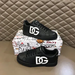Dolce & Gabbana حذاء أسلوب حياة أسود أبيض منخفض القمة منصة وحدة النعل