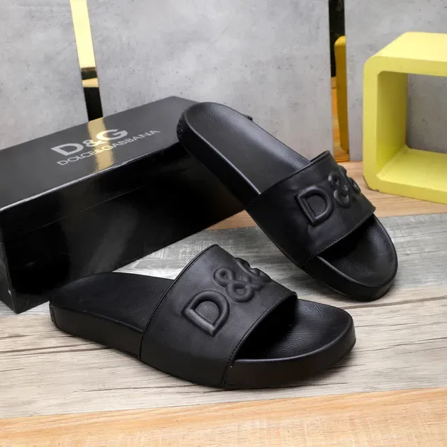 Dolce & Gabbana D&G Slides noires Monogramme estampé Sangle 2