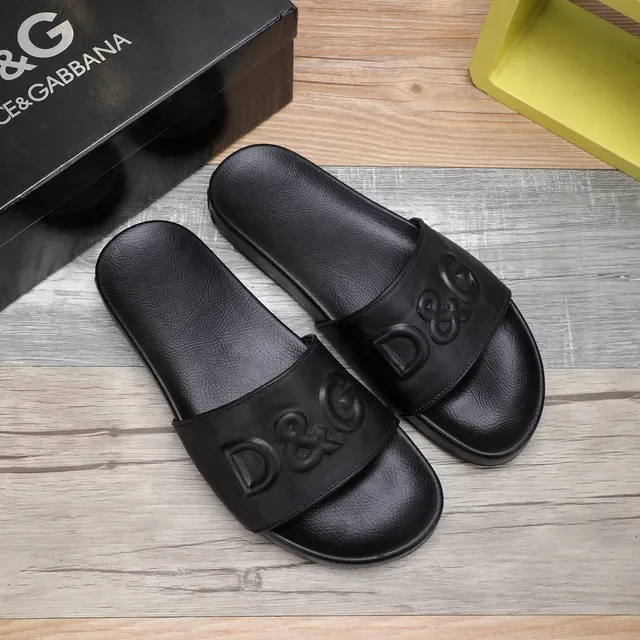 Dolce & Gabbana D&G Slides noires Monogramme estampé Sangle 9