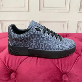 Dolce & Gabbana cinza preto monograma impresso superior sola plataforma sneakers lifestyle