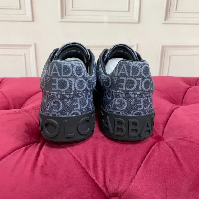 Dolce & Gabbana 灰黑印花上层平台鞋底生活方式运动鞋 4