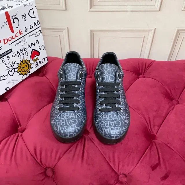 Dolce & Gabbana 灰黑印花上层平台鞋底生活方式运动鞋 8