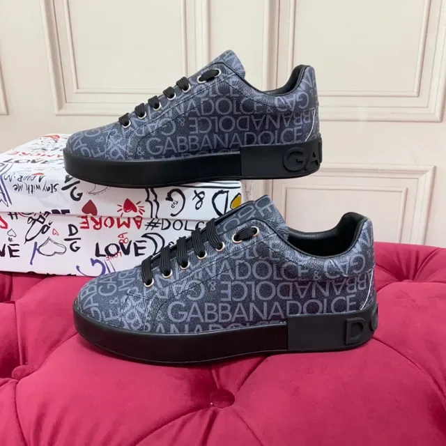 Dolce & Gabbana 灰黑印花上层平台鞋底生活方式运动鞋 9