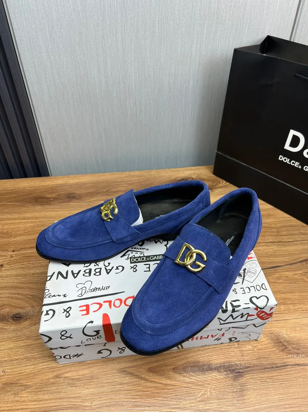 Dolce & Gabbana 蓝金麂皮 D&G 扣乐福鞋 3