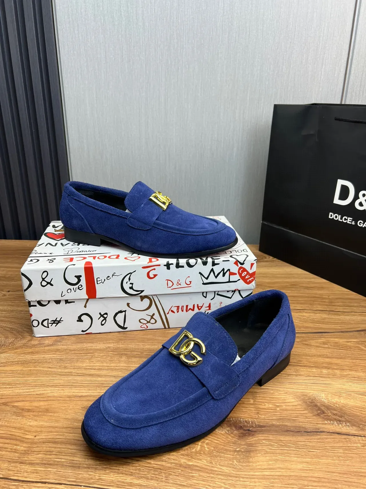 Dolce & Gabbana 蓝金麂皮 D&G 扣乐福鞋 4