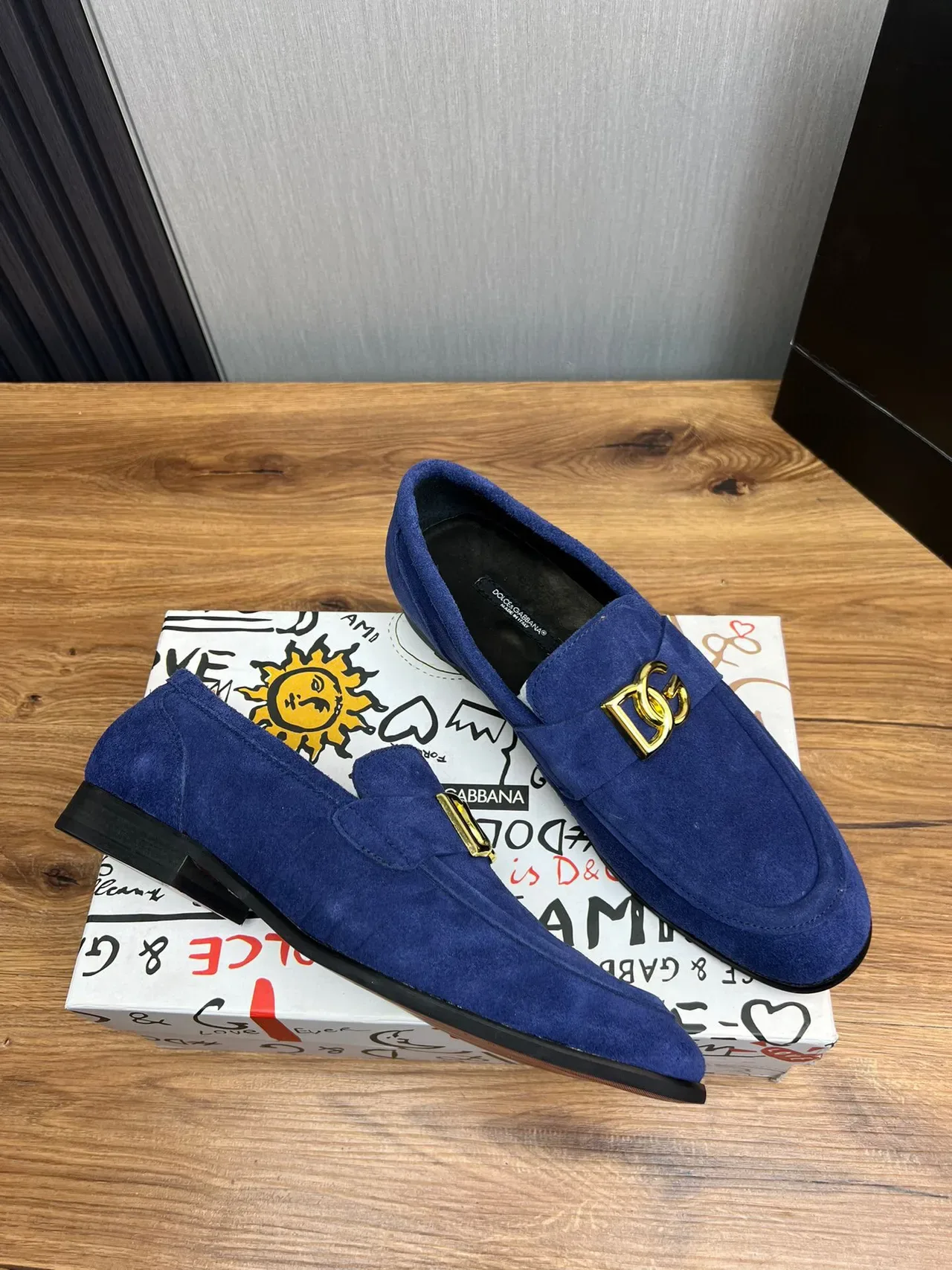 Dolce & Gabbana 蓝金麂皮 D&G 扣乐福鞋 5