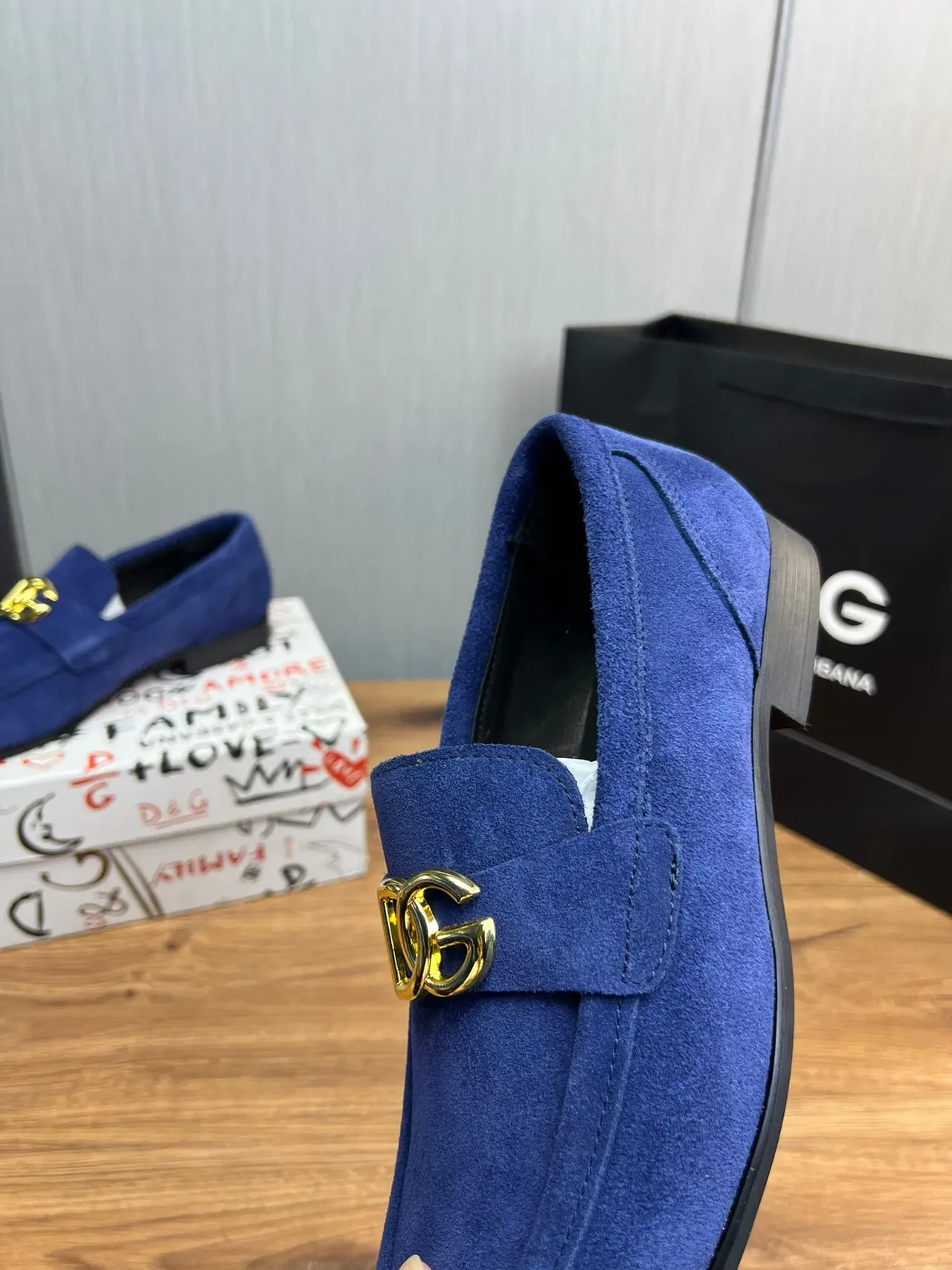Dolce & Gabbana 蓝金麂皮 D&G 扣乐福鞋 8