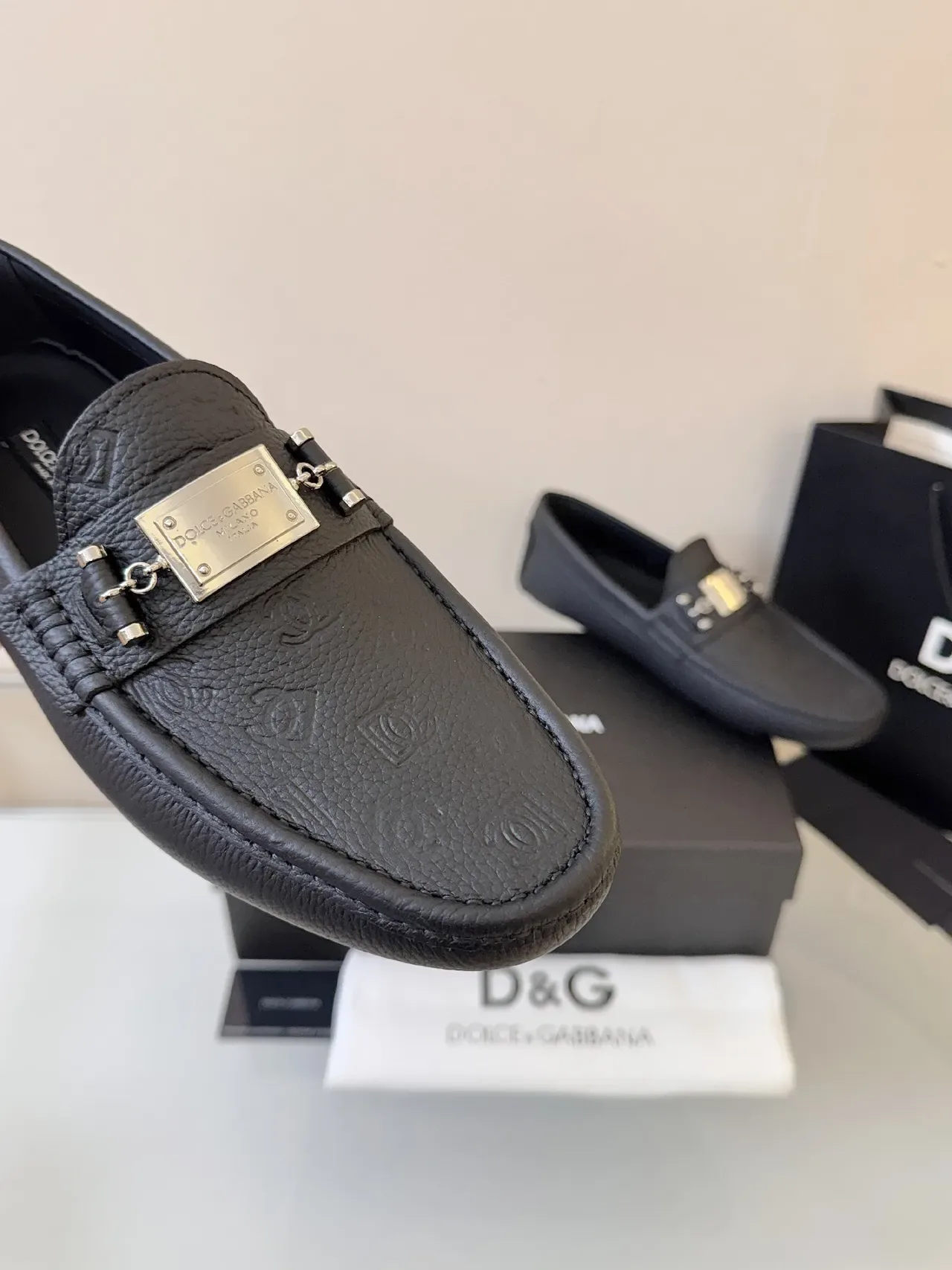 Dolce & Gabbana Portofino 黑色粒面皮乐福鞋 3