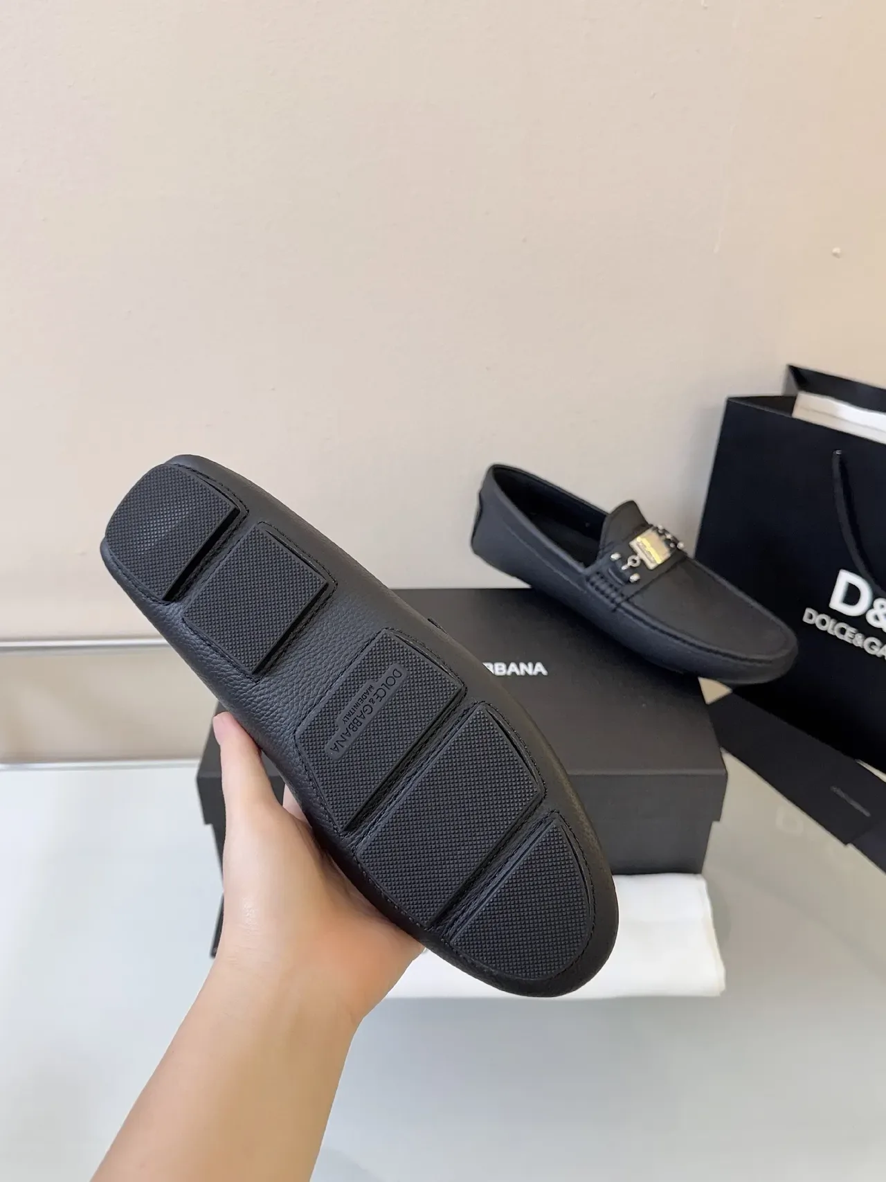 Dolce & Gabbana Portofino 黑色粒面皮乐福鞋 5