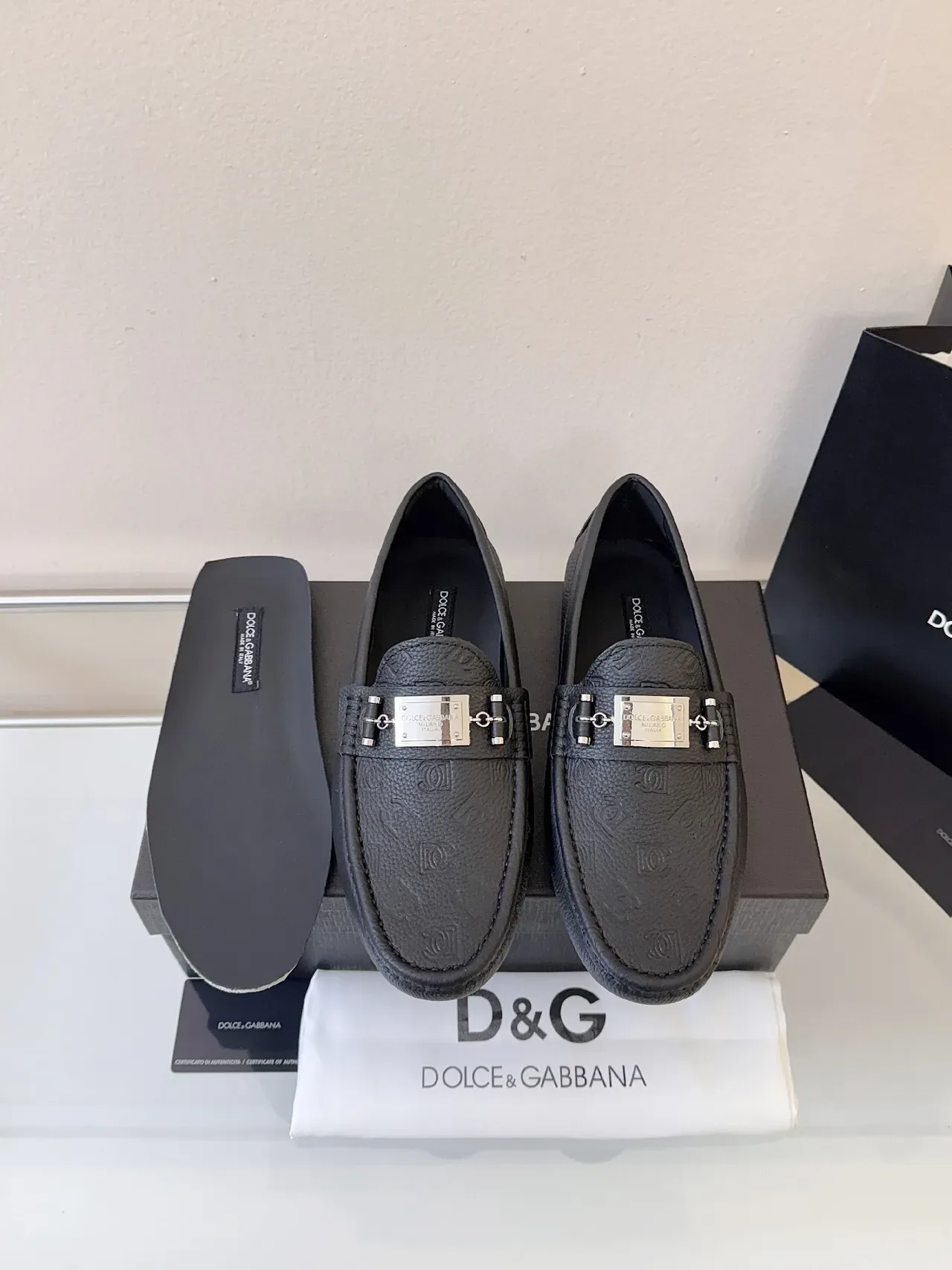 Dolce & Gabbana Portofino 黑色粒面皮乐福鞋 6