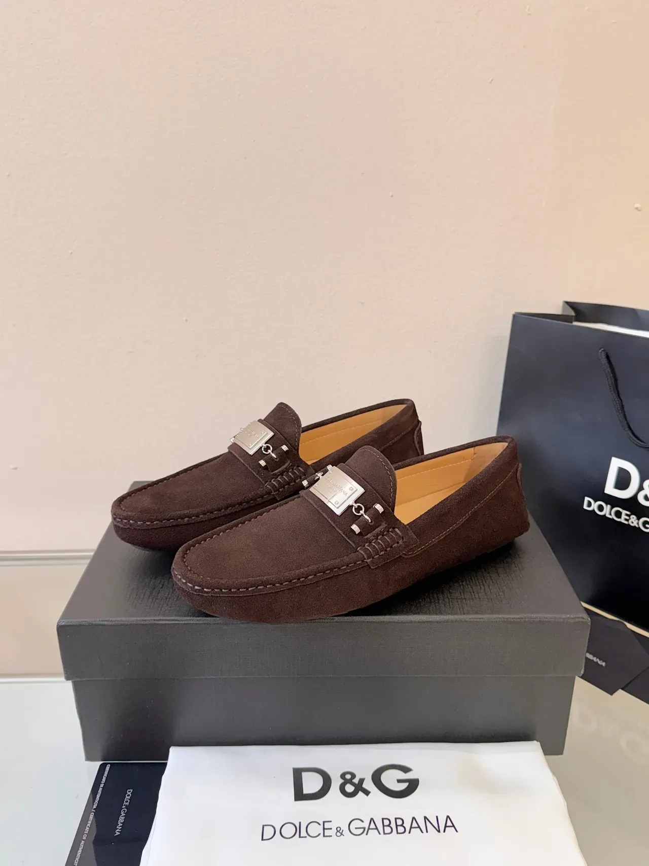 Mocasín Dolce & Gabbana Portofino Marrón Dorado Ante Metal Horsebit Buckle 2