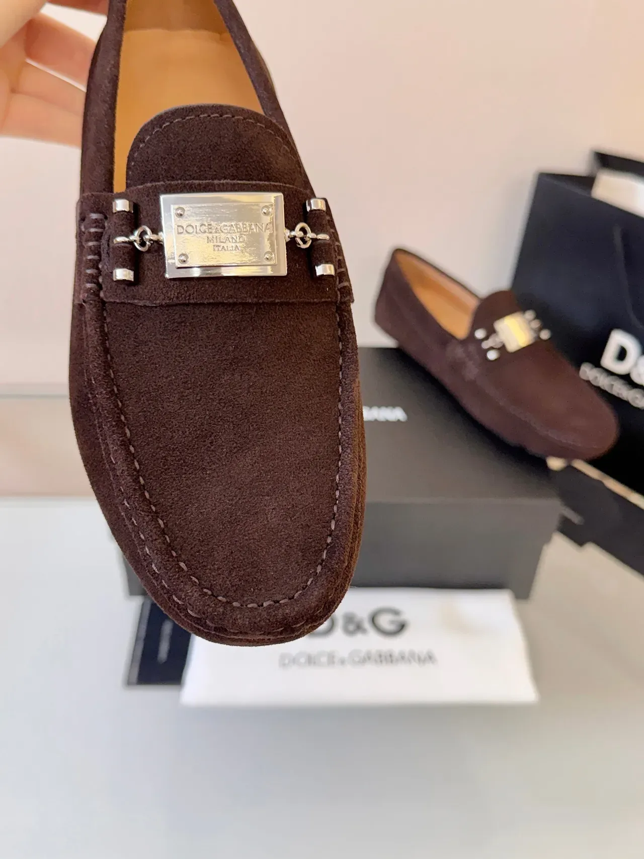 Mocasín Dolce & Gabbana Portofino Marrón Dorado Ante Metal Horsebit Buckle 3