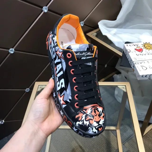 Dolce & Gabbana Zapatillas Lifestyle Negro y Naranja con Estampado de Tigre 2