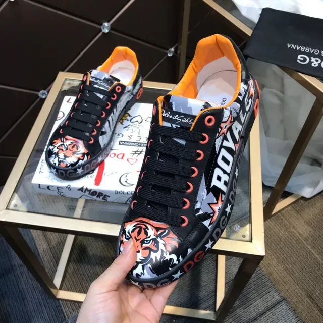 Dolce & Gabbana Zapatillas Lifestyle Negro y Naranja con Estampado de Tigre 4