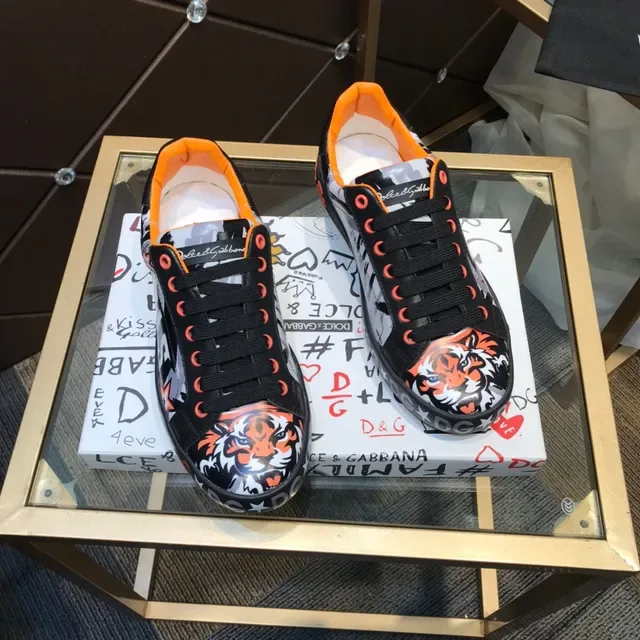 Dolce & Gabbana Zapatillas Lifestyle Negro y Naranja con Estampado de Tigre 7