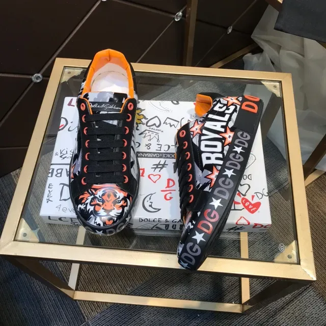 Dolce & Gabbana Zapatillas Lifestyle Negro y Naranja con Estampado de Tigre 8