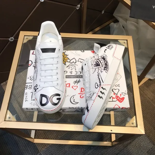 Dolce & Gabbana Tênis lifestyle brancos e pretos com impressão gráfica de couro low-top com cadarços 8