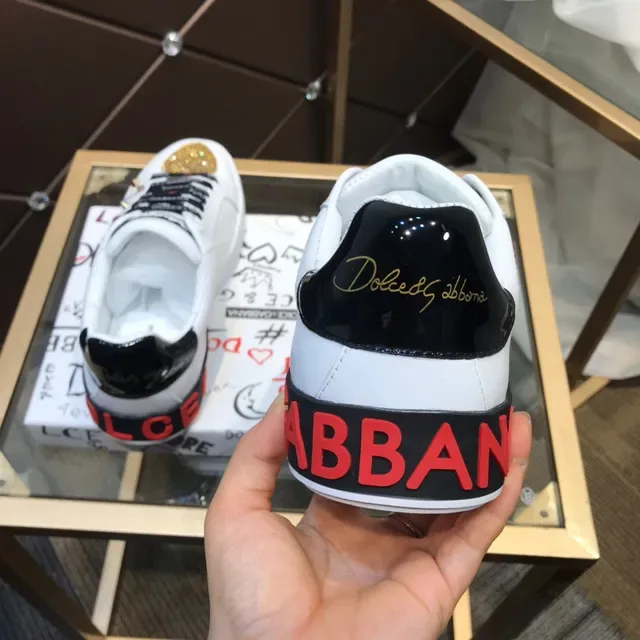 Dolce & Gabbana সাদা কালো চামড়া হার্ট সজ্জা লাইফস্টাইল স্নিকার 6