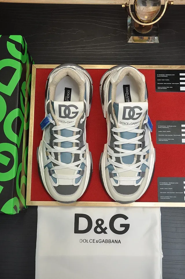 Dolce & Gabbana حذاء تشونكي قاع أبيض وأزرق الجزء العلوي متعدد اللوحات 9