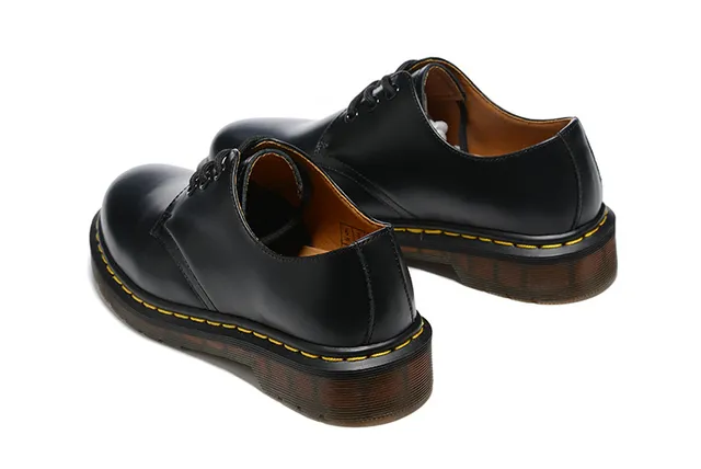 Dr. Martens 1461 Negro Marrón Cuero Liso Costura Welt Amarillo Zapatos Oxford 5