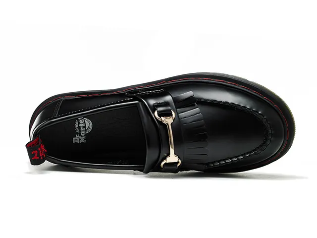 Dr. Martens 1461 काला लाल चिकना चमड़ा Moc-Toe सिलाई लोअफर 5