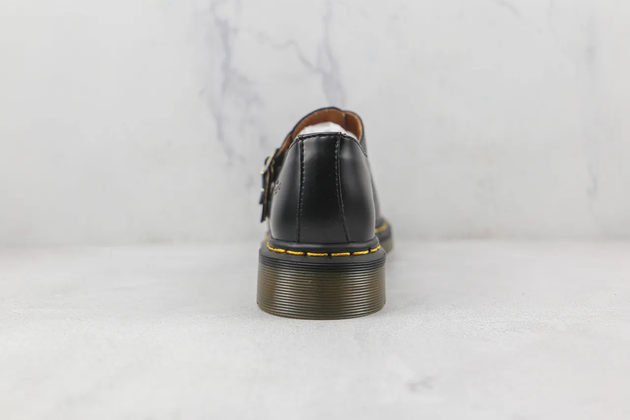 Dr. Martens Mary Jane أسود أصفر ت-بار حزام مزدوج بكلات ذهبية Mary Jane حذاءات 9