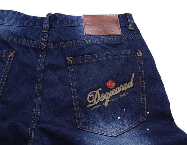 Dsquared2 Short de Denim Azul Multicolor Distressed com Punhos Enrolados 4