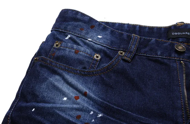 Dsquared2 Short de Denim Azul Multicolor Distressed com Punhos Enrolados 9
