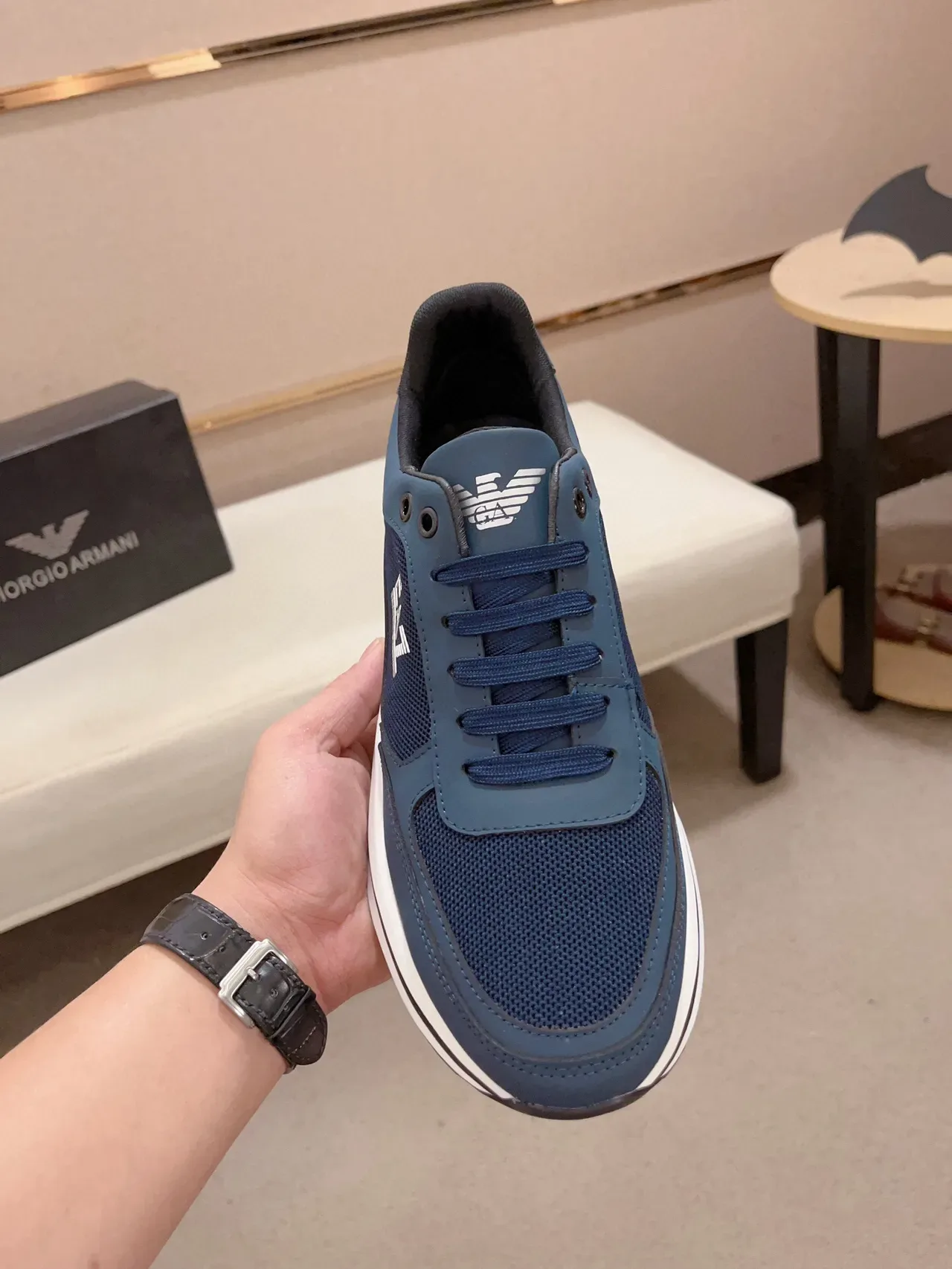 EA7 Navy Mesh-Synthetic sneaker lifestyle 3