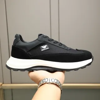 Emporio Armani Black Suede and Mesh Lifestyle Sneaker