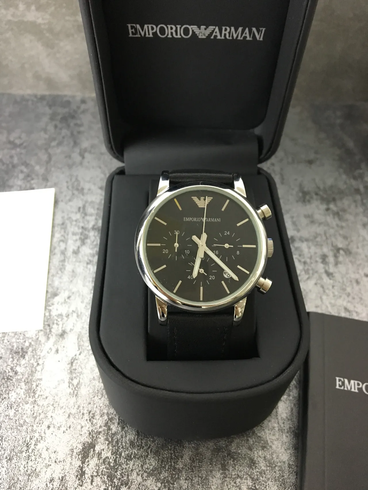 Emporio Armani Classic Chronograph Black Dial Quartz Watch 2