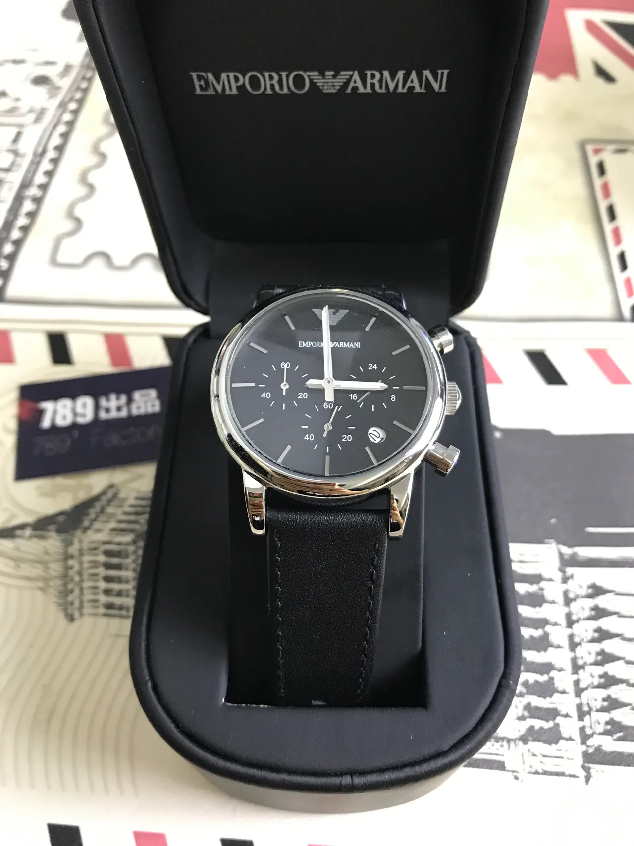 Emporio Armani Classic Chronograph Black Dial Quartz Watch 10