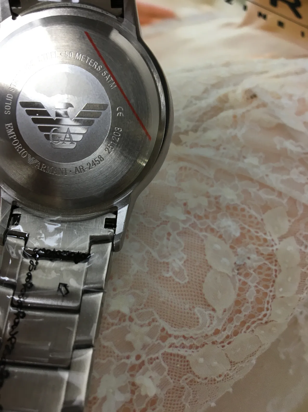Emporio Armani 经典计时码表 银色表盘 黑色表圈 石英表 5