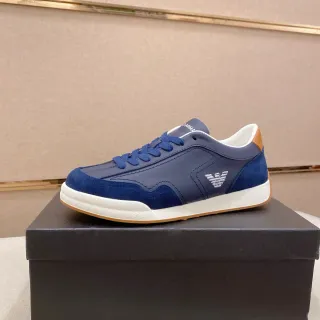 Emporio Armani Zapatilla Lifestyle Azul Marino Cuero-Suede Logo Águila