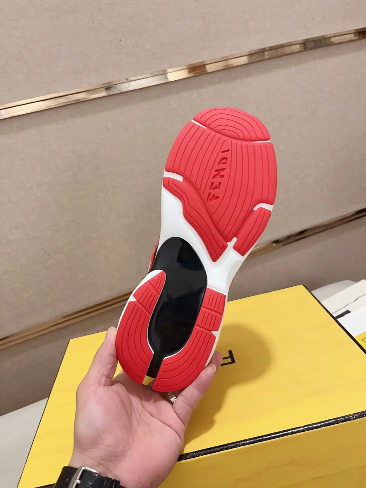 Fendi Black Red Sole FF Logo Overlay Chunky Sneakers 2