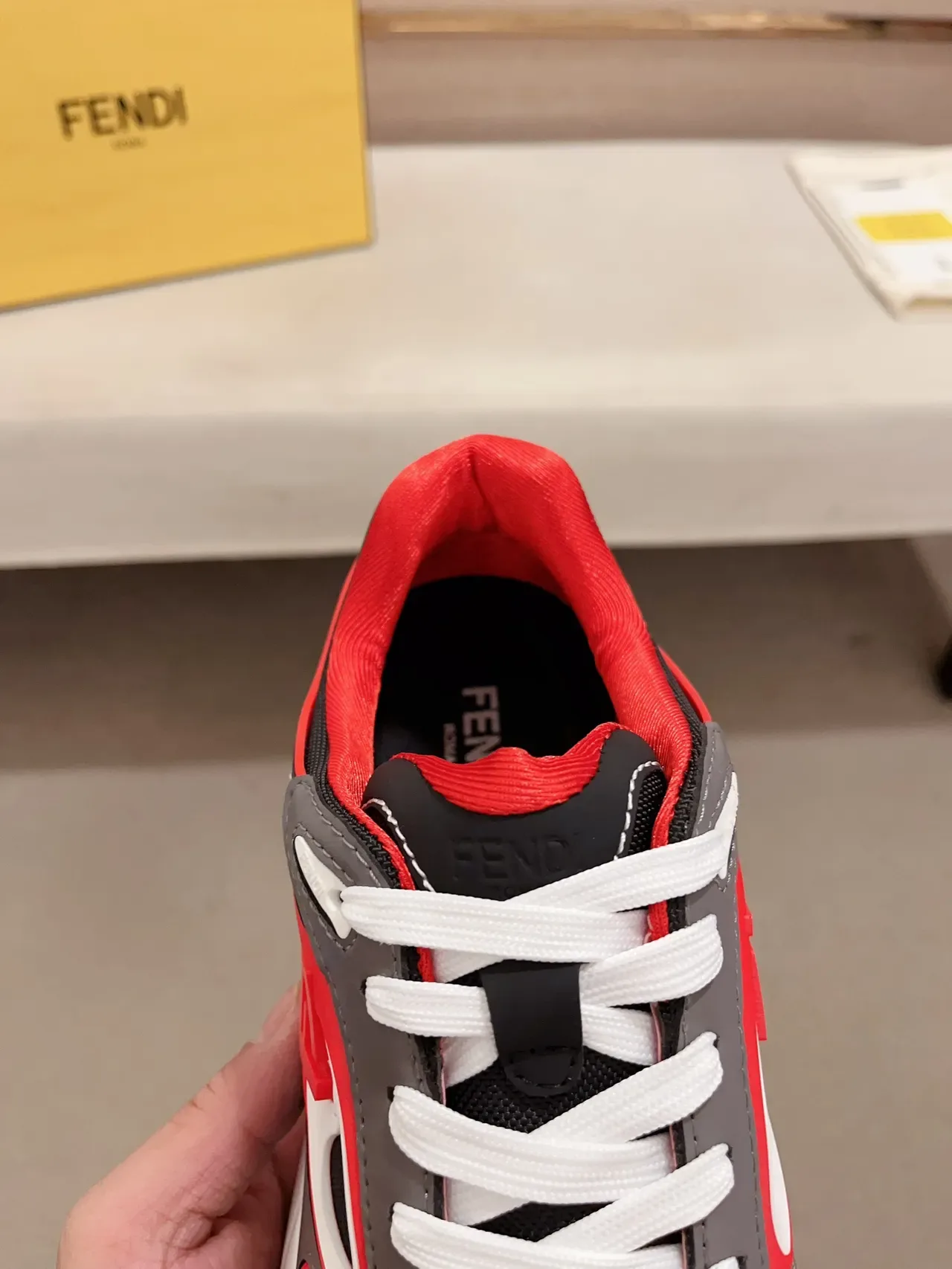 Fendi Black Red Sole FF Logo Overlay Chunky Sneakers 4