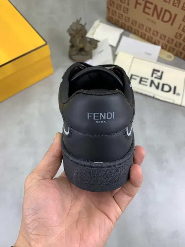 Fendi Black White Perforated Suede And Leather Upper FF Logo Accent Lifestyle Sneakers 3