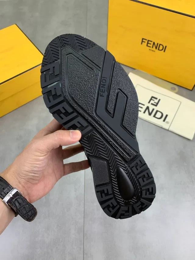 Fendi Black White Perforated Upper Contrast Piping Lifestyle Sneakers 3