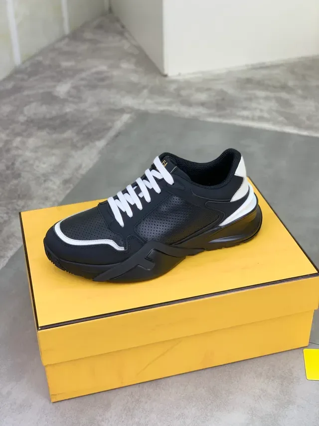 Fendi Black White Perforated Upper Contrast Piping Lifestyle Sneakers 5