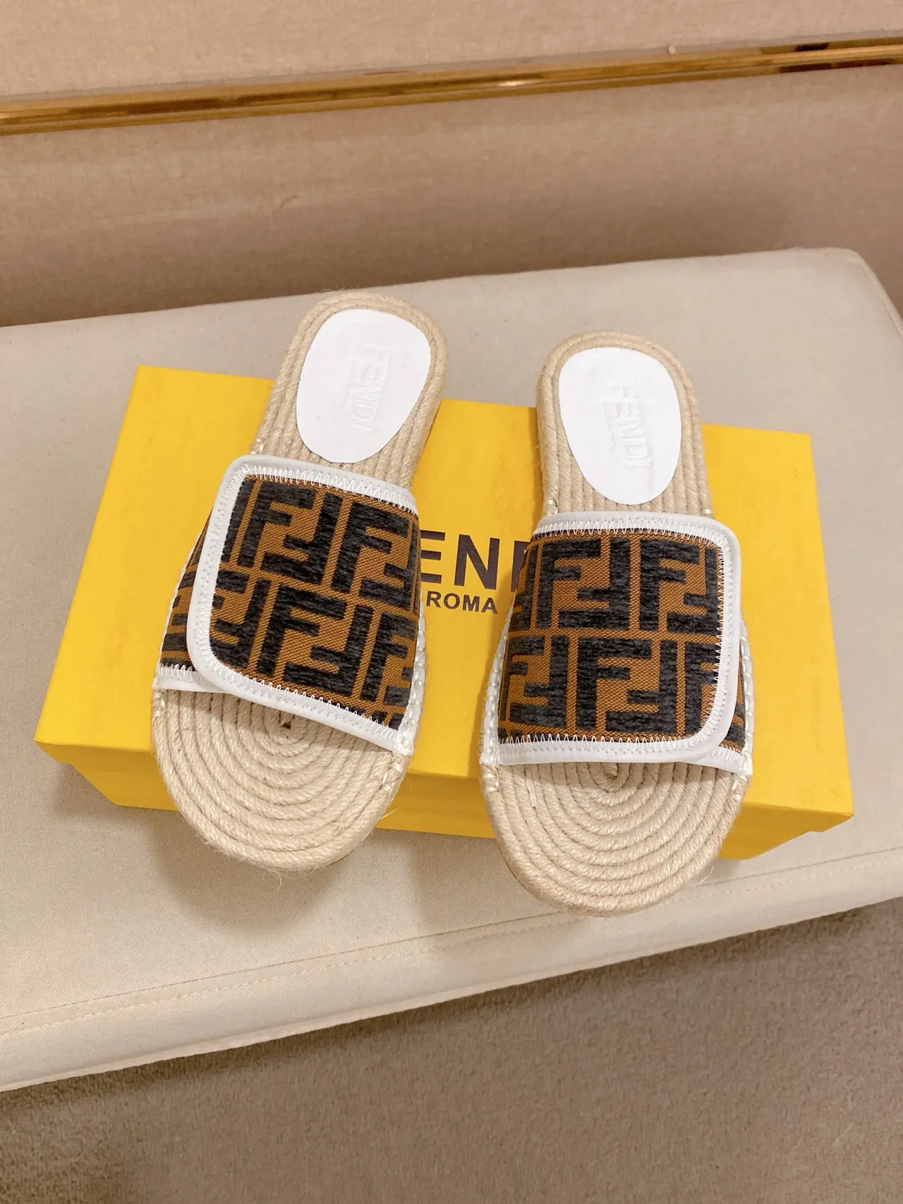 Fendi FF Logo Espadrille Slide Slippers 3