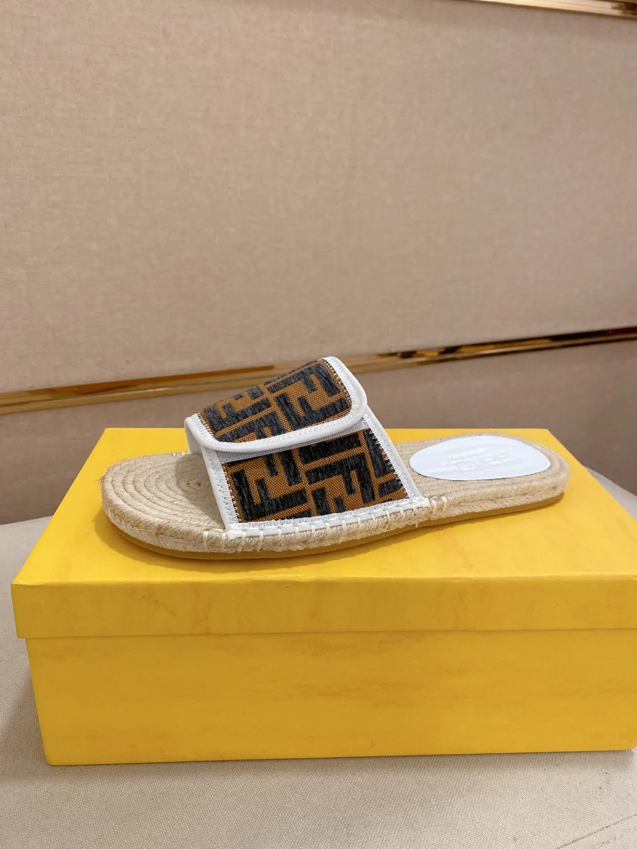 Fendi FF Logo Espadrille Slide Slippers 9