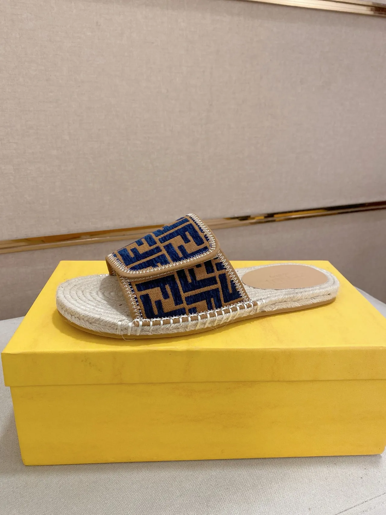 Fendi FF Logo Espadrille Slide Slippers 10