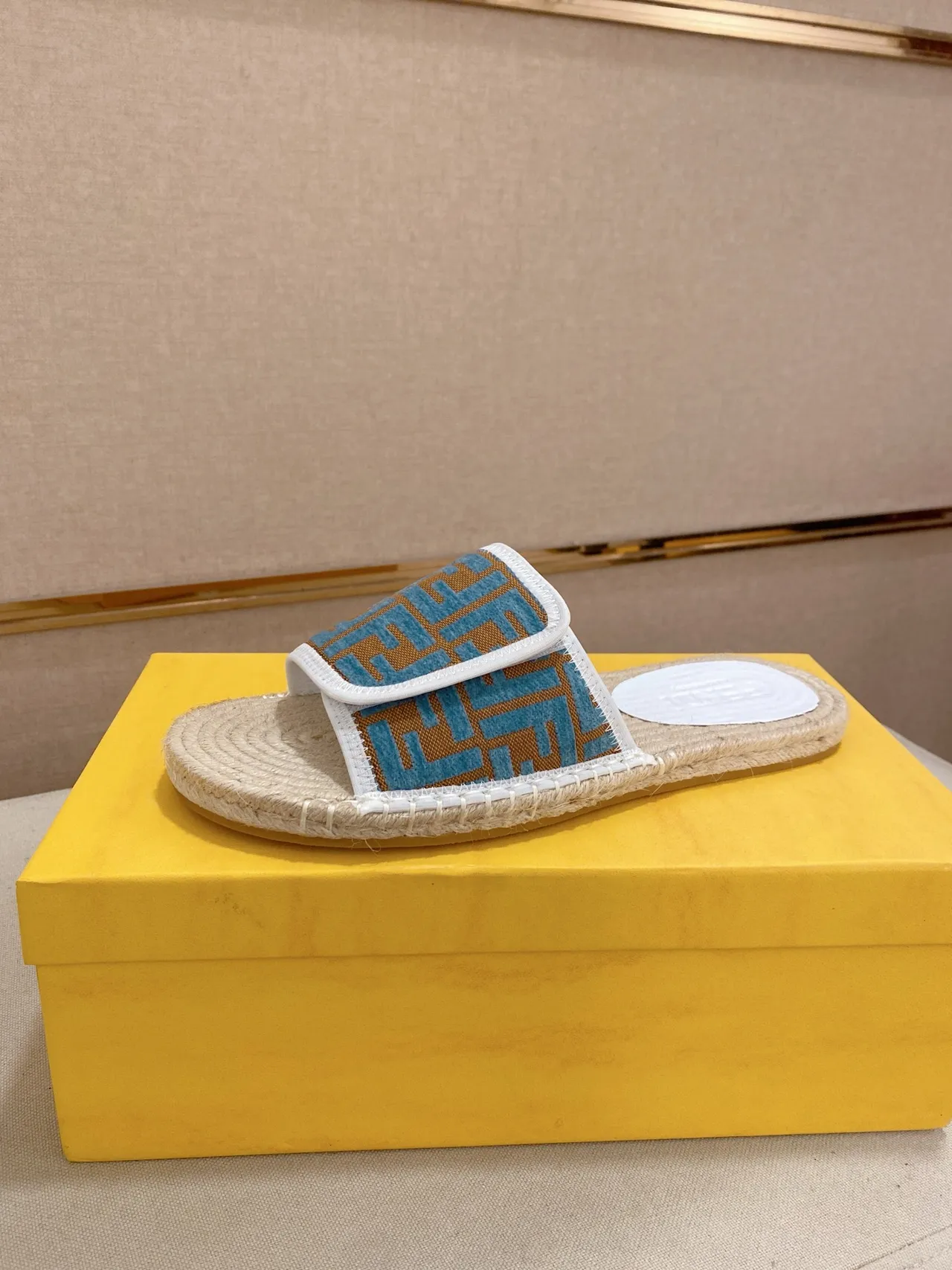 Fendi FF Logo Espadrille Slide Slippers 11