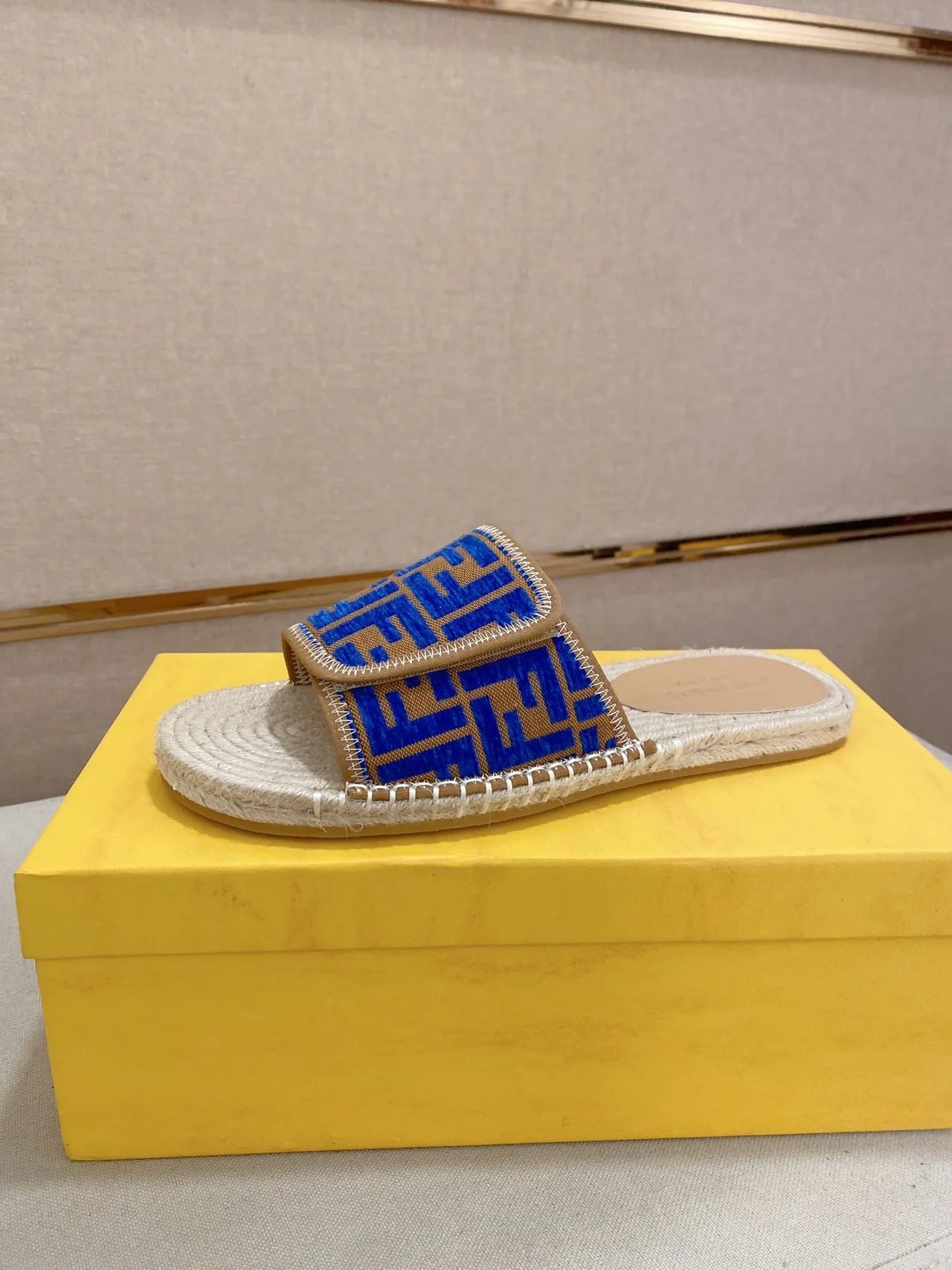 Fendi FF Logo Espadrille Slide Slippers 12