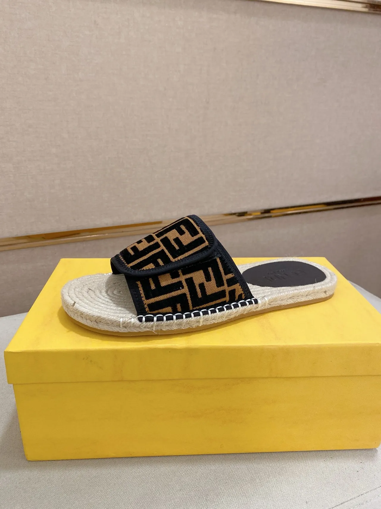 Fendi FF Logo Espadrille Slide Slippers 14