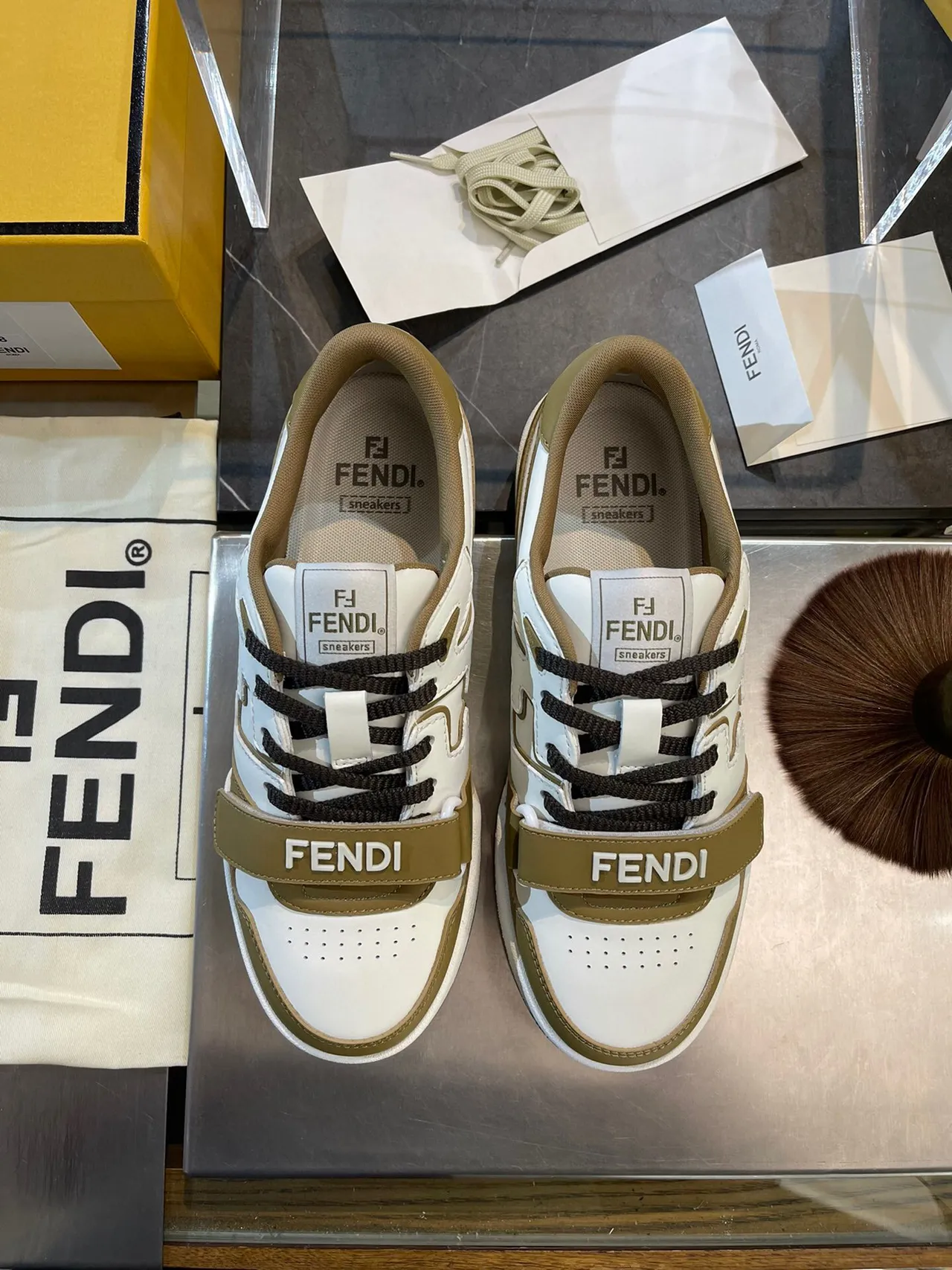 Fendi FF Low Sneakers White Beige Lifestyle Sneakers 4