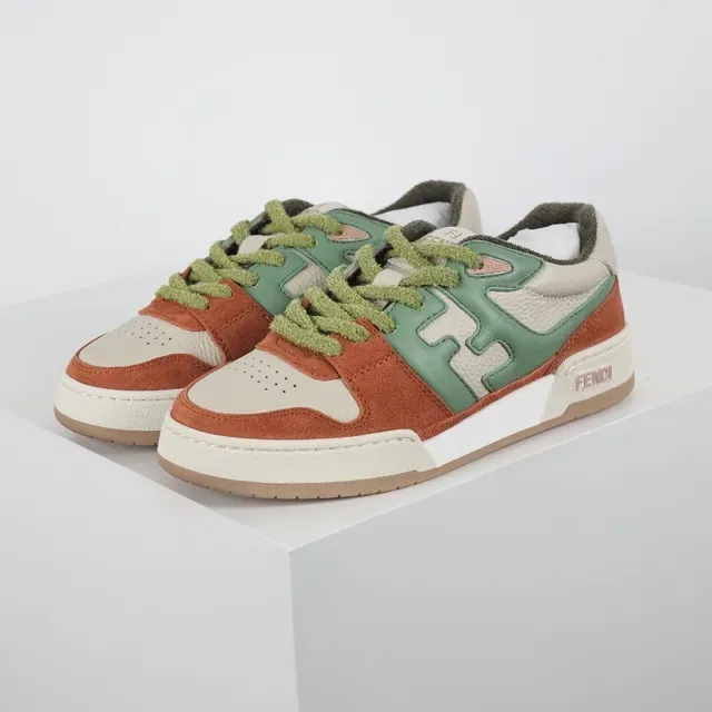 Fendi FF Motif Terracotta and Sage Green Lifestyle Sneakers 2