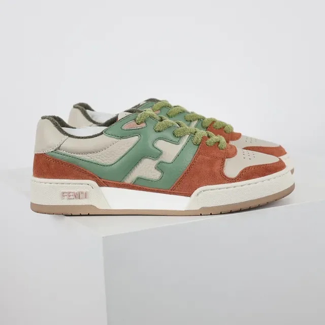 Fendi FF Motif Terracotta and Sage Green Lifestyle Sneakers 3